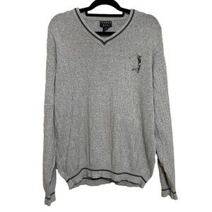 Vintage Trader Bay Men’s L Gray Knit Golf V-Neck Long Sleeve Sweater